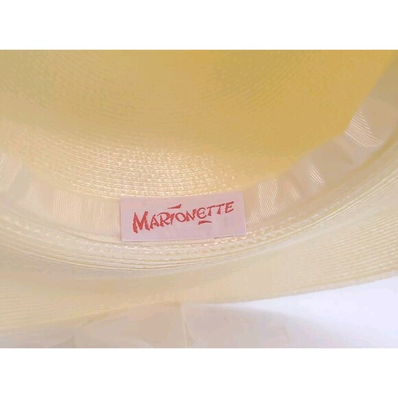 Vintage Marionette Wide Brim Womens Hat W/ Box Ivory Floral Ribbon 15\